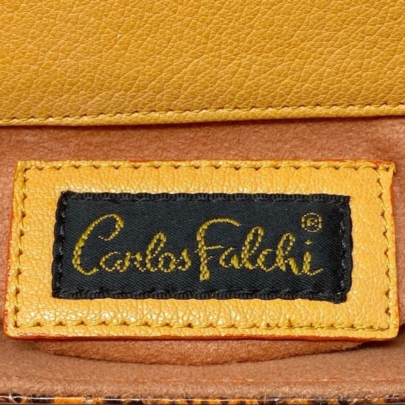 NWT Carlos Falchi Snakeskin Leather Orange Mini Bag with Chain Shoulder Strap - Picture 8 of 14